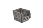 Whitefurze 3pc 18cm Stacking Basket Silver